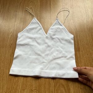White V-Neck Women's Top